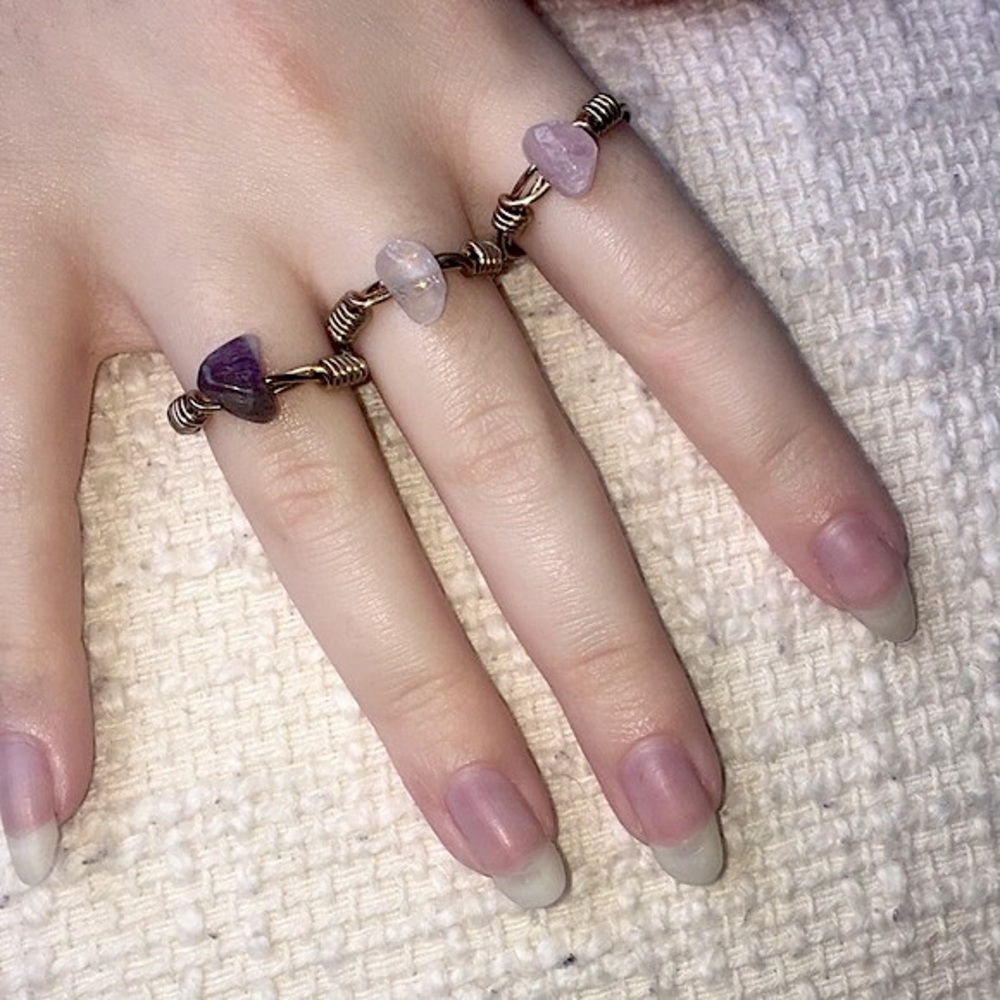 Handmade Wire Rings w/ Crystal Beads